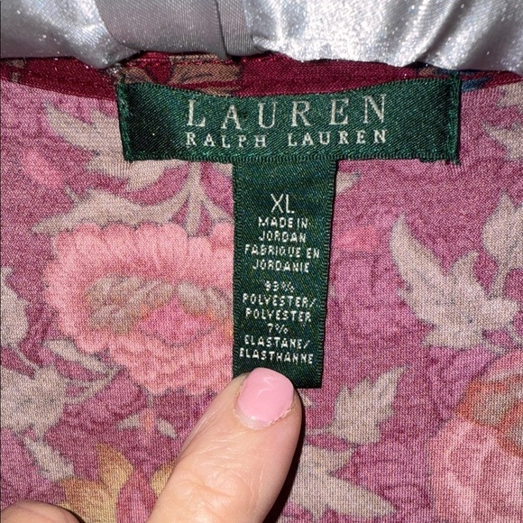 Ralph Lauren Burgundy Floral Ruched Dress - XL. R - Picture 2 of 5